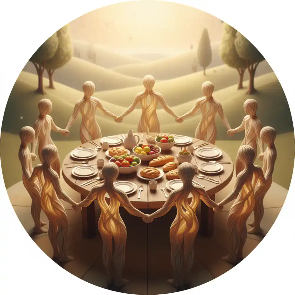 Icon representing community, like interconnected people or a shared table.