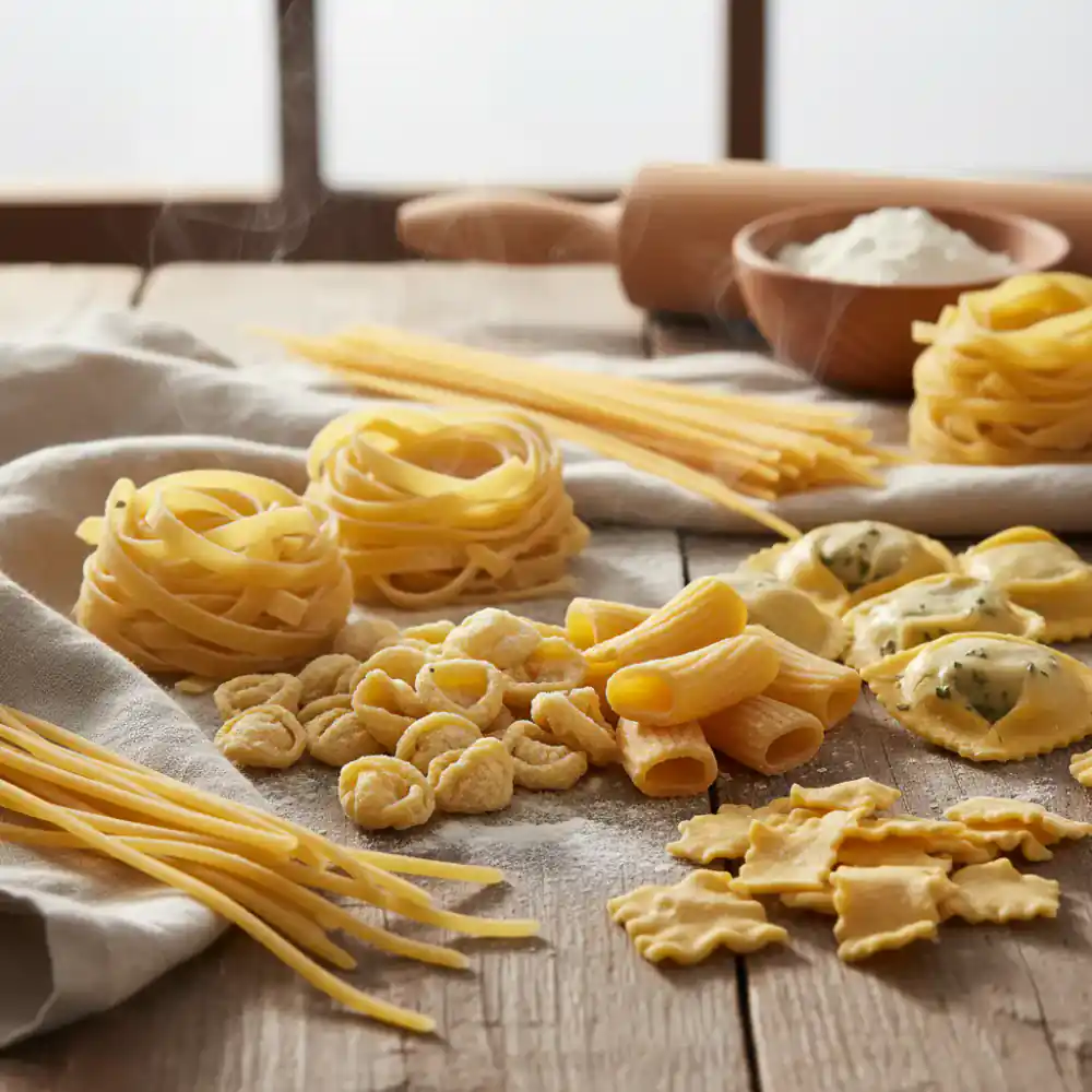 Various types of fresh pasta