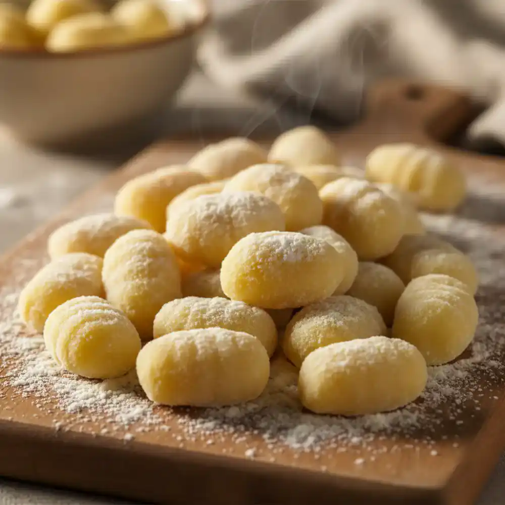 Pillowy potato gnocchi, dusted with flour